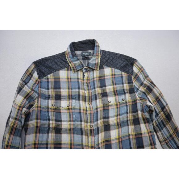 Silver Jeans Western Pearl Snaps Shirt Button Up Long Sleeve Mens Size Large - Picture 5 of 11